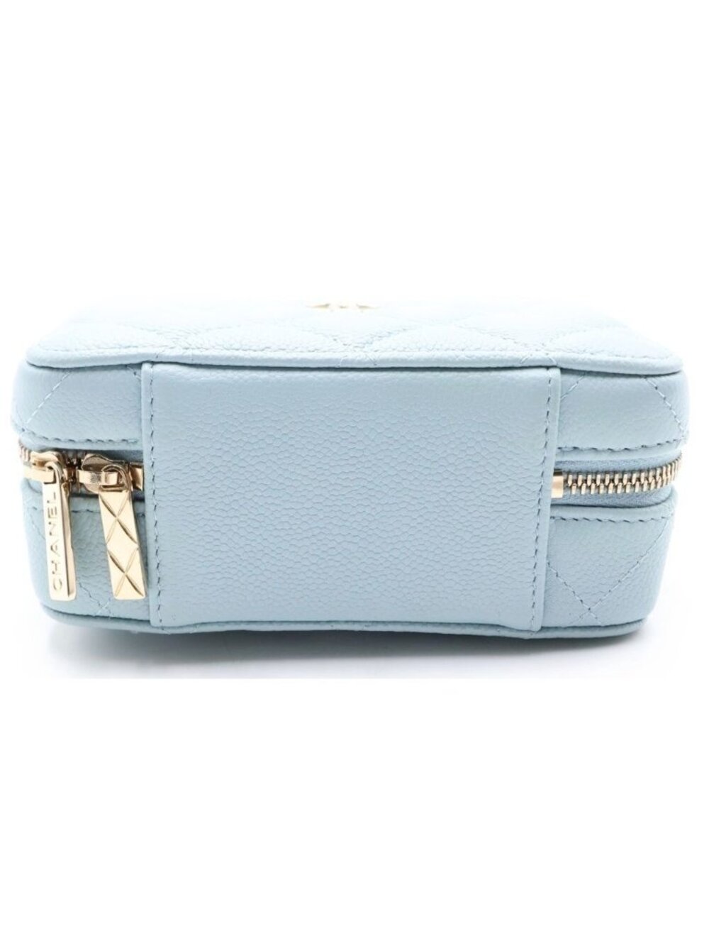 Chanel Quilted Vanity Chain Shoulder Bag Gold Caviar Leather Light Blue - Picture 4 of 8